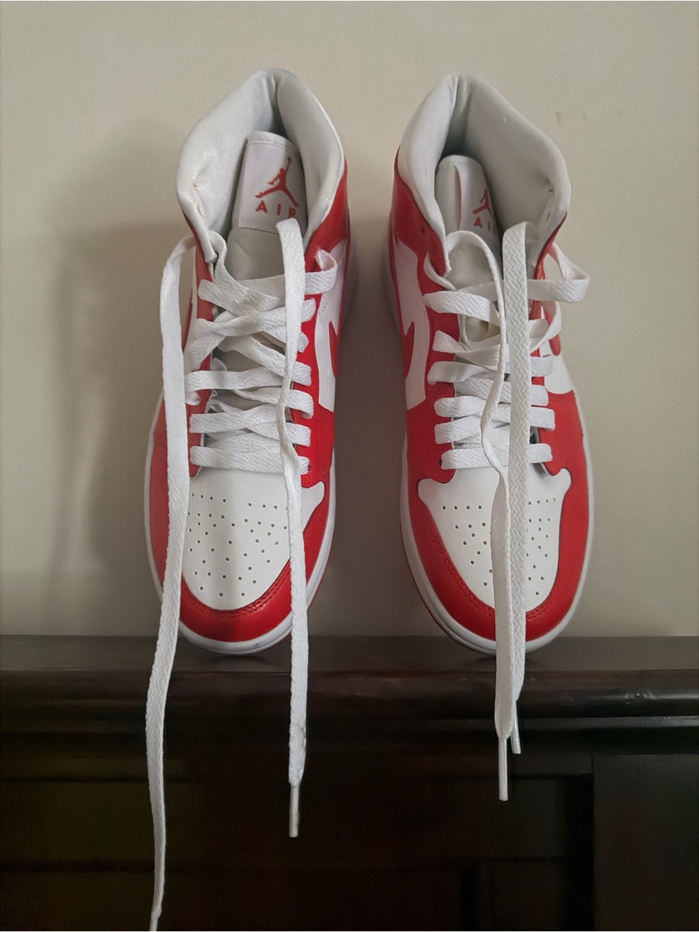 Nike Red and White High-Top Basketball Sneakers